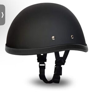 Men's Matte Black Half Helmet with Adjustable Chin Strap